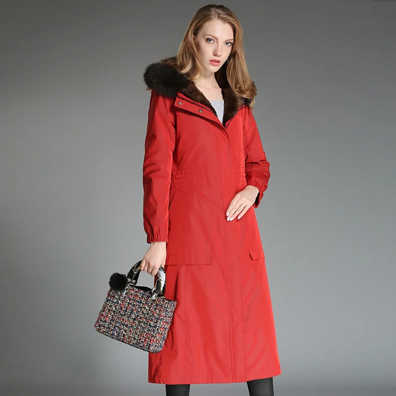 Женская меховая парка с подкладкой из натурального кроличьего меха зимняя