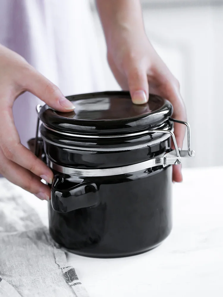 Керамика запечатанные банки с крышкой Ложка твердого Чай Кофе Хранение