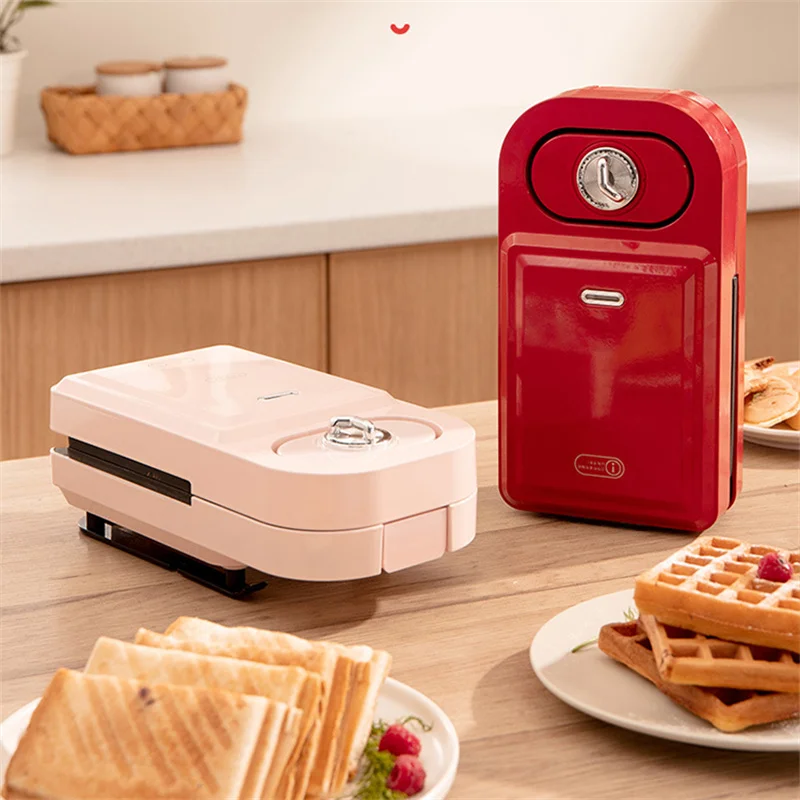 Electric Breakfast Machine Timing Sandwich Maker for Kitchen Multi-Function Grill Waffle Shell Non-Stick Cooking Surface MB06