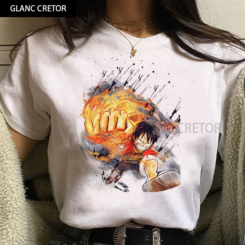 

One Piece Luffy Kawaii Funny Cartoon T Shirt Women Cute Anime Harajuku T-shirt Ullzang Graphic Fashion Top unisex