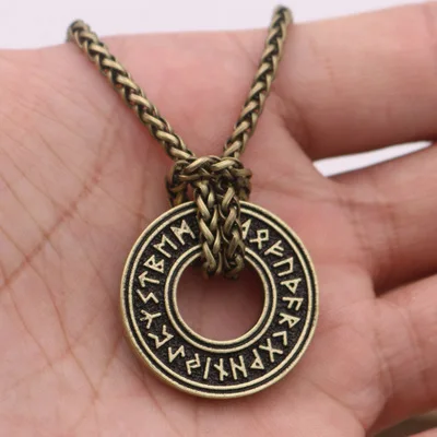 Antique Bronze 2 Амулет викинга кулон ожерелье исландский вегвисир шлем ужас в руническом круге бижутерия в стиле викингов валкнут Ворон РУНИЧЕСКАЯ подвеска Nordi - Окраска металла: Antique Bronze 2