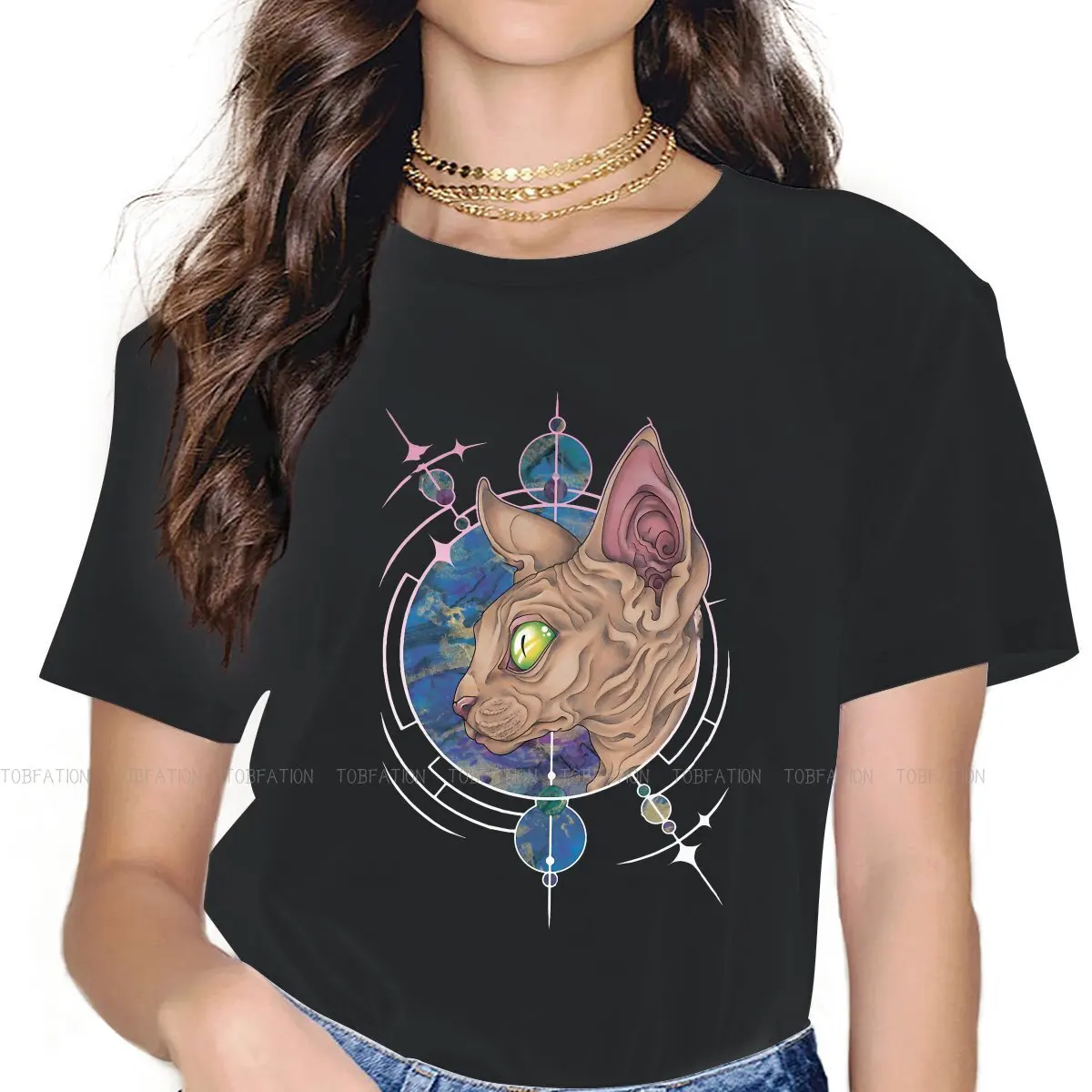 

The Familiar Women's T Shirt Canadian Hairless Cat Sphynx Ladies Tees Harajuku O-neck Tops Graphic Tshirt Oversized 4XL Vogue
