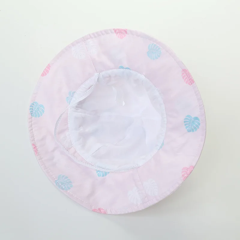 

Bucket Hat Girl Summer Sun Beach Pink Bow Wide Brim Strap Caps UV Protection Cotton Outdoor Accessory For Baby Toddler Holiday