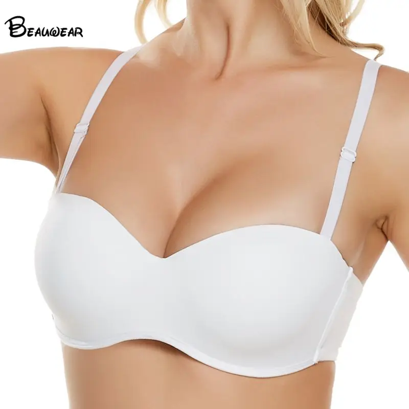 Beauwear без бретелек для женщин пуш ап бюстгальтеров бюстгальтер косточек