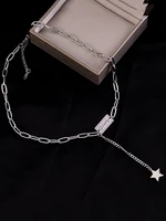 316l stainless steel fadeless stars and letter of antique square card pendant necklace contracted design sense collarbone chain