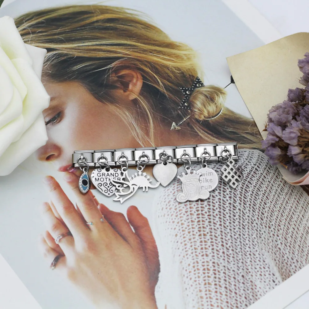 Оригинальный браслет 9 мм Hapiship из нержавеющей стали с подвеской в виде маргариток