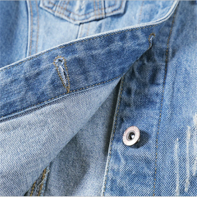 Женская джинсовая куртка в стиле бойфренда осенняя Базовая винтажная Харадзюку