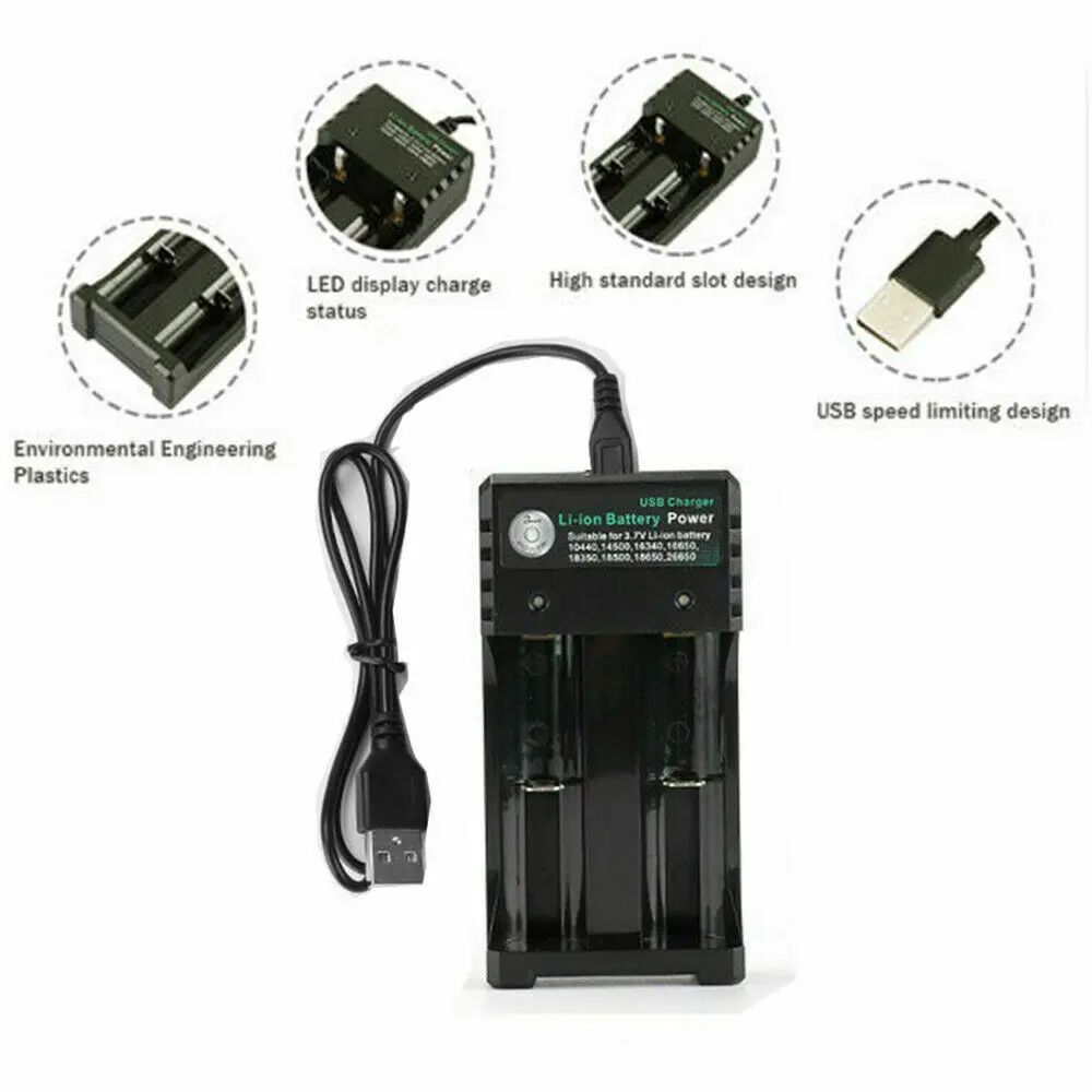 3,7 V 18650 Зарядное устройство литий-ионная аккумуляторная батарея USB независимой зарядкой портативная электронная сигарета 18350 16340 14500 батарея Зарядное устройство