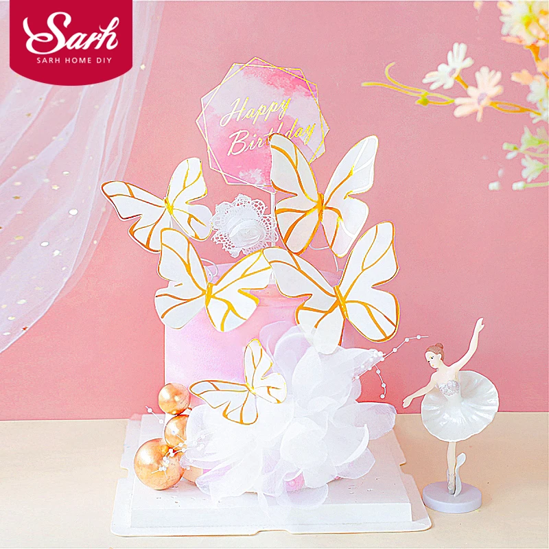 Бабочка пряжа проволока Ловец снов корона Топпер для торта акрил с днем рождения