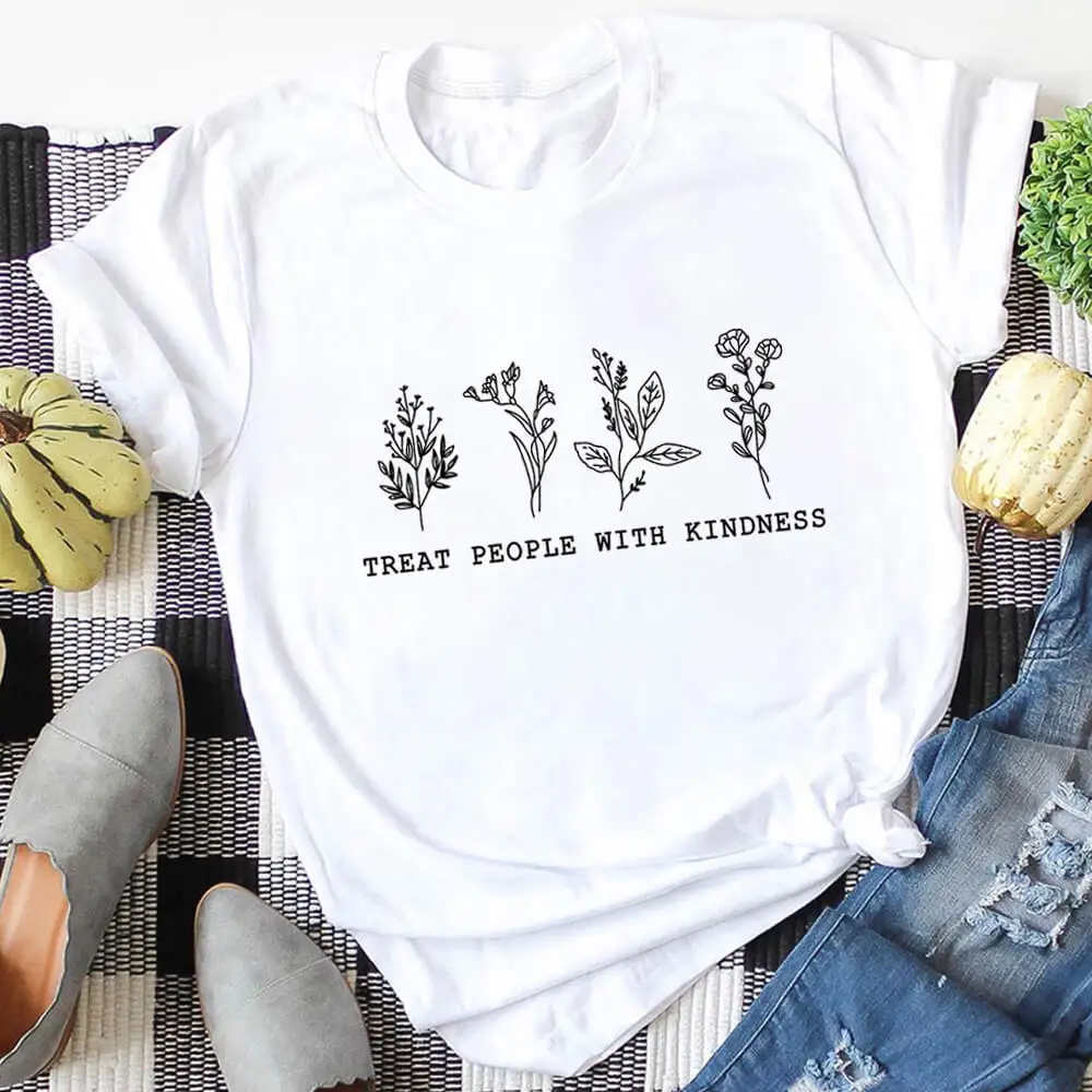 Относиться к людям с доброте 100% из хлопчатобумажной ткани принтом женская