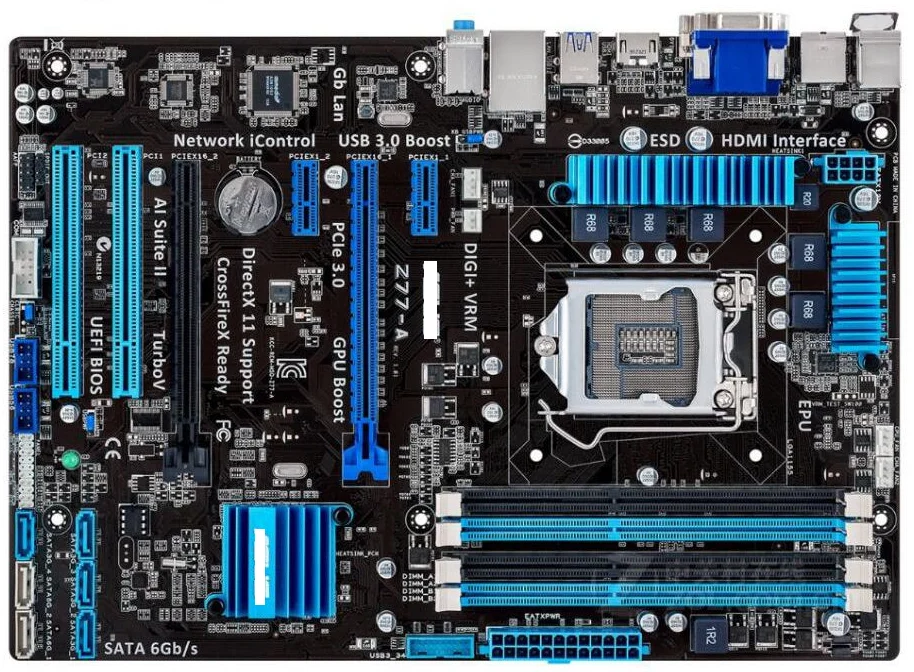 

Z77-A Desktop used Motherboard LGA 1155 DDR3 USB2.0 USB3.0 32GB For I3 I5 I7 22/32nm Z77 used desktop mainboard PC SALES