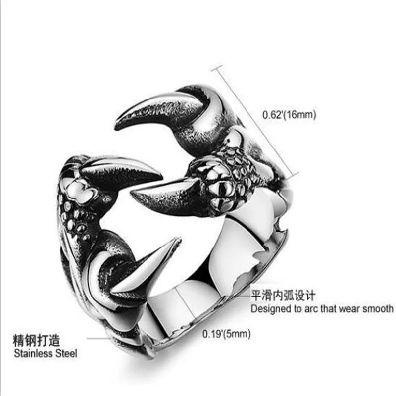 

Sitaicery New Design Retro Dragon Claw Ring For Men Personality Fashion Finger Punk Rings Man Dropshipping
