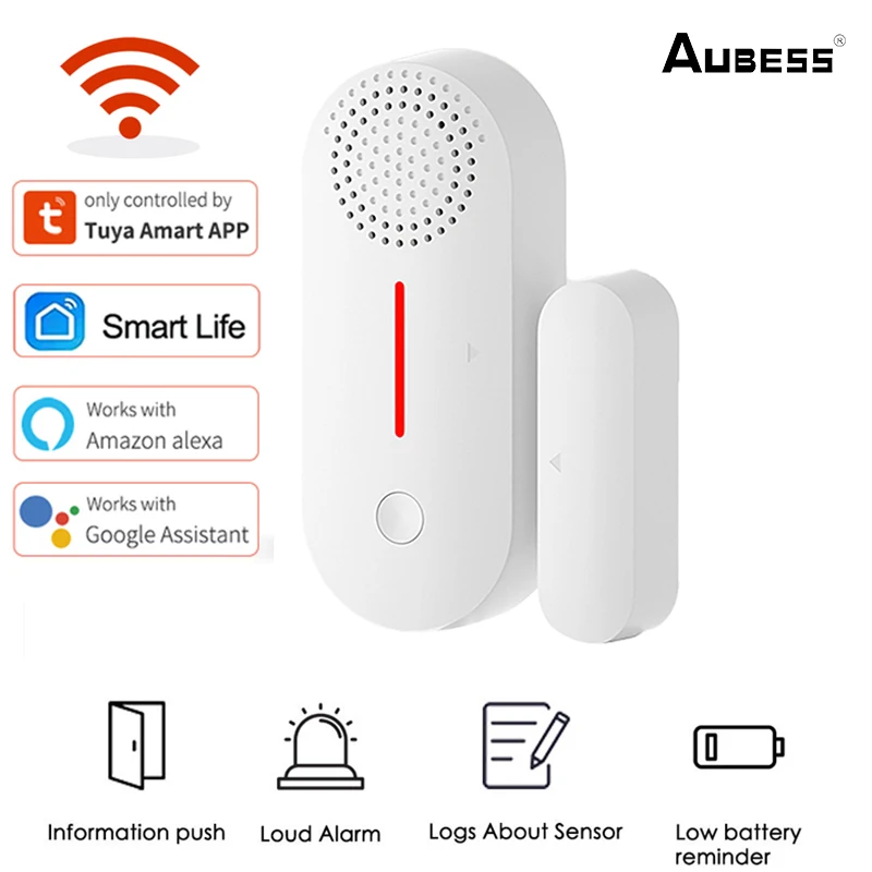 

Aubess Tuya Smart Home WiFi Door Sensor Door Open Detectors Security Protection Alarm System Home Security Alert Security Alarm