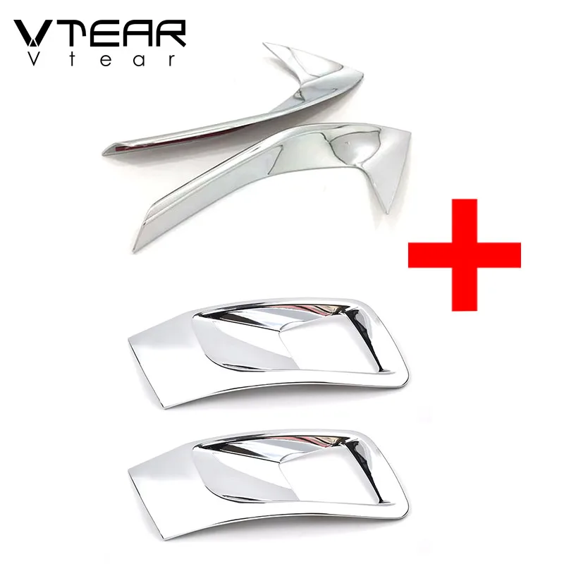 Front and Rear Vtear для peugeot 3008 3008GT передний противотуманный светильник для бровей задний противотуманный светильник рамка накладка ABS хром внешние аксессуары - Цвет: Front and Rear