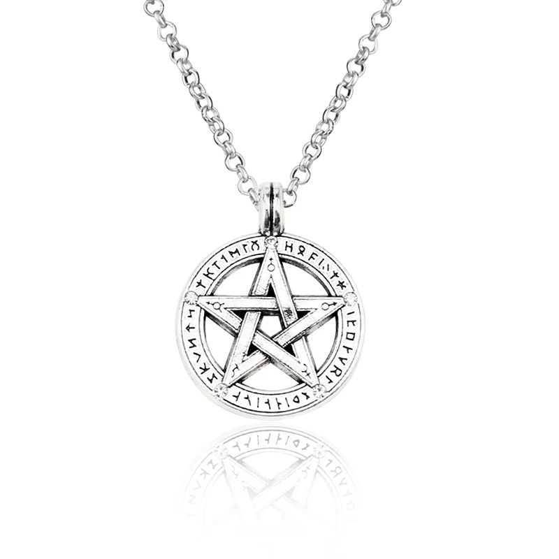 Сверхъестественный пентаграмма звезда Wiccan защита ведьмы амулет кулон ожерелье, подарок