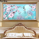 Алмазная 5D картина сделай сам, вышивка крестиком с изображением белого оленя, цветущего сливы, полной луны, стразы