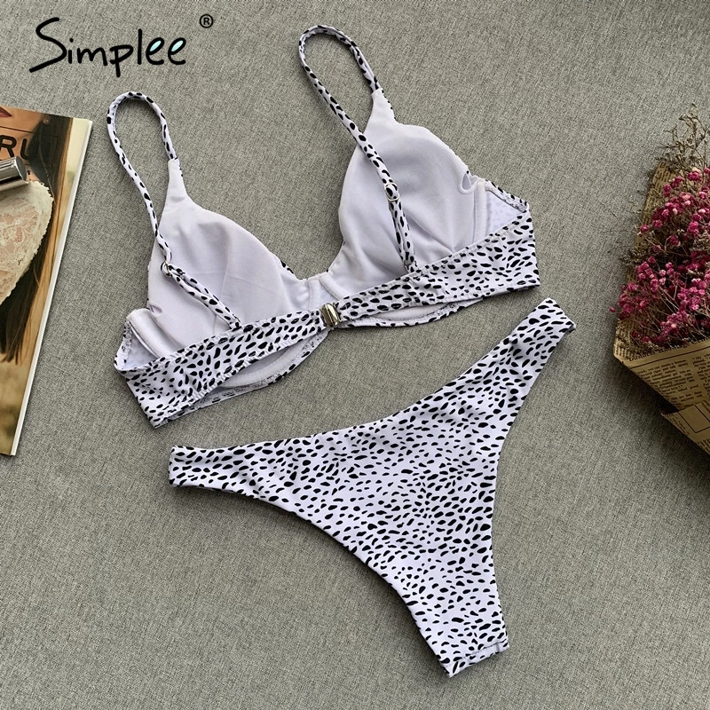 Женский купальник Simplee c пуш ап привлекательное бикини с принтом в горошек