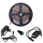 Светодиодные ленты светильник 5 м 300 светодиодов 12V гибкие светодиодные ленты с блоком питания постоянного тока 12V 1A Мощность адаптер Светодиодный диммер переключатель красные, синие зеленый белыйтеплый белый