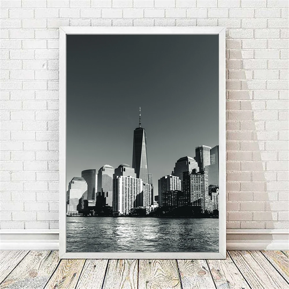 Модная девушка печать масляной живописи архитектура черный белый здания стены