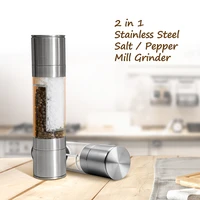 2019 high quality 2 in 1 stainless steel manual pepper salt spice mill grinder kitchen seasoning cooking tools support wholesale