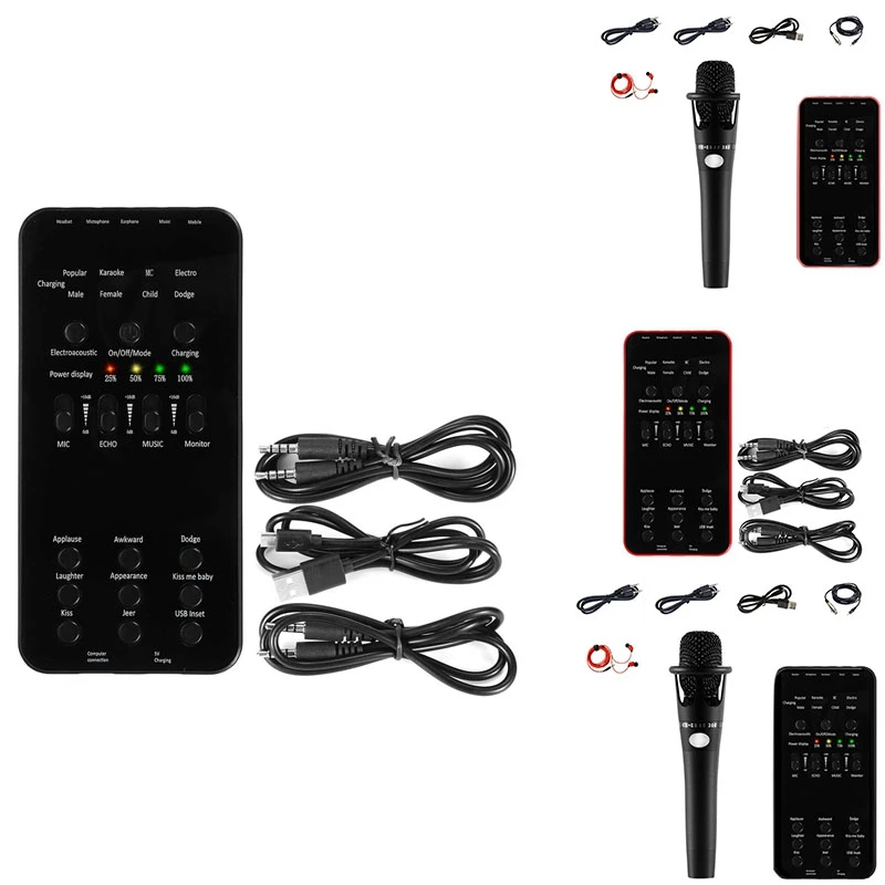 

Live Sound Card Audio External USB Headset Microphone Live Broadcast Sound Card for Mobile Phone Computer PC