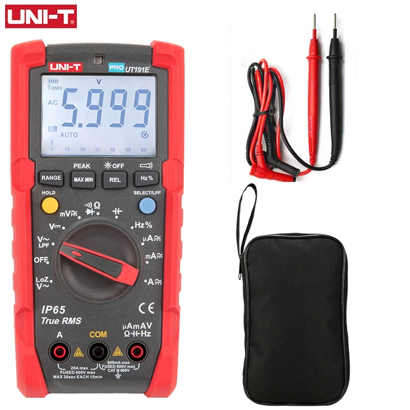 

UNI-T UT191E/UT191T Industrial Digital Multimeter IP65 Waterproof And Dustproof 2 Meters Drop 600V Safety Level