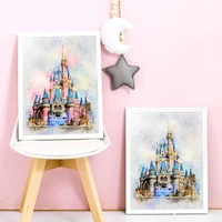 magic castle meisjes kamer posters en prints fee prinses aquarel art canvas schilderij nursery kids muur decor