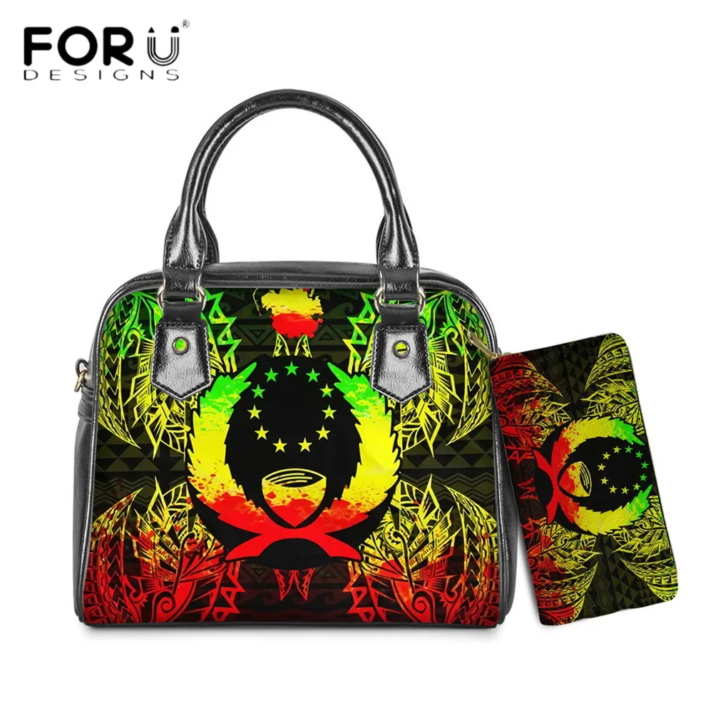 

FORUDESIGNS Female Totes Crossbody Bags Pohnpei Tribal Polyneisan Map Printing Luxury PU Leather Shoulder Sac And Purse Bolsas