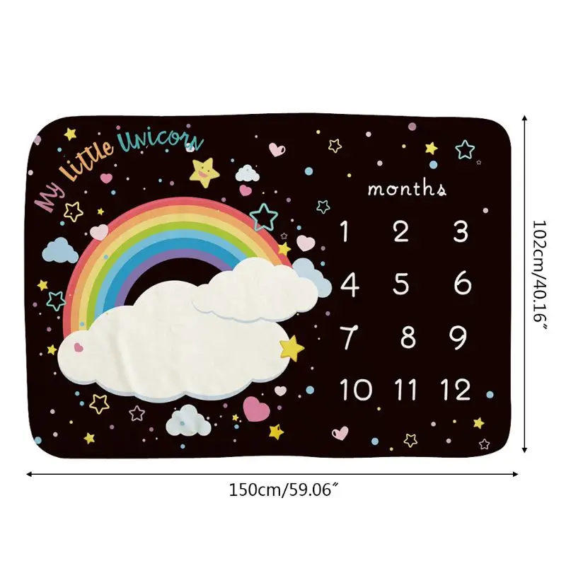 

Baby Milestone Rainbow Blanket Newborn Photo Background Cloth Infants Monthly Record Growth Swaddle Wrap Photography Props