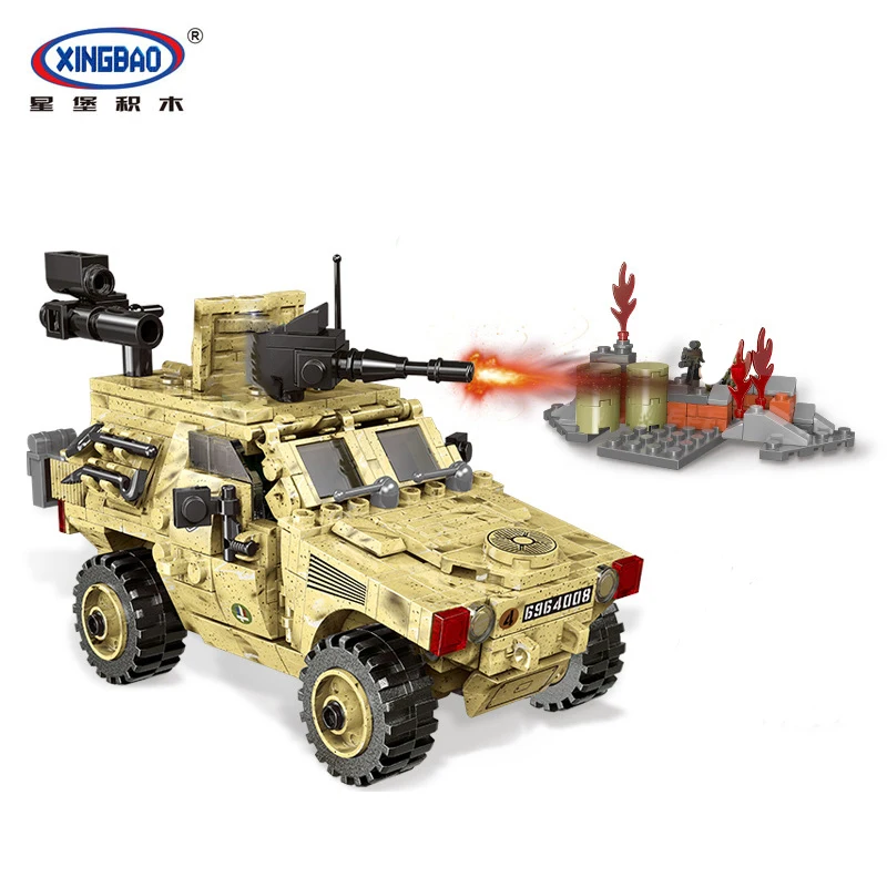 

XINGBAO 06024 451PCS Military Battle Series WW2 The Wheeled Armored Vehicle Set Building Blocks Bricks Educational Toys Boys Toy