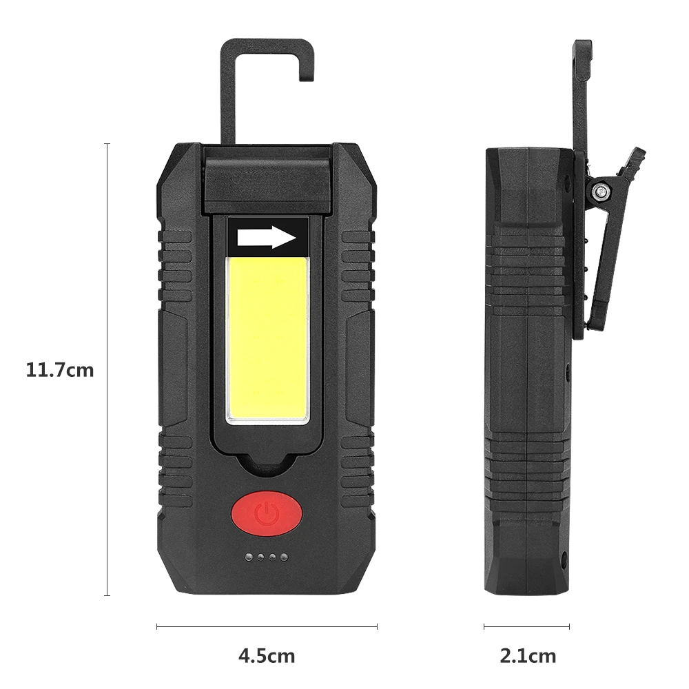 USB Rechargeable COB Work Light Inspection Lamp Rotation Hanging Hook Portable Lantern built in battery | Освещение