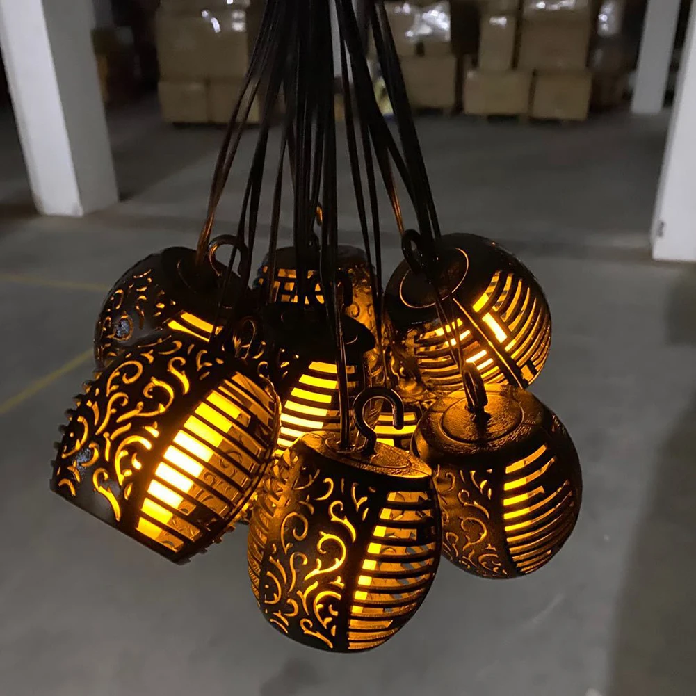 

LED Solar String Light Hanging Hollow Flame Lantern Fairy Lamps Outdoor Garden Lighting Strings Solar Energy Festival Ornament