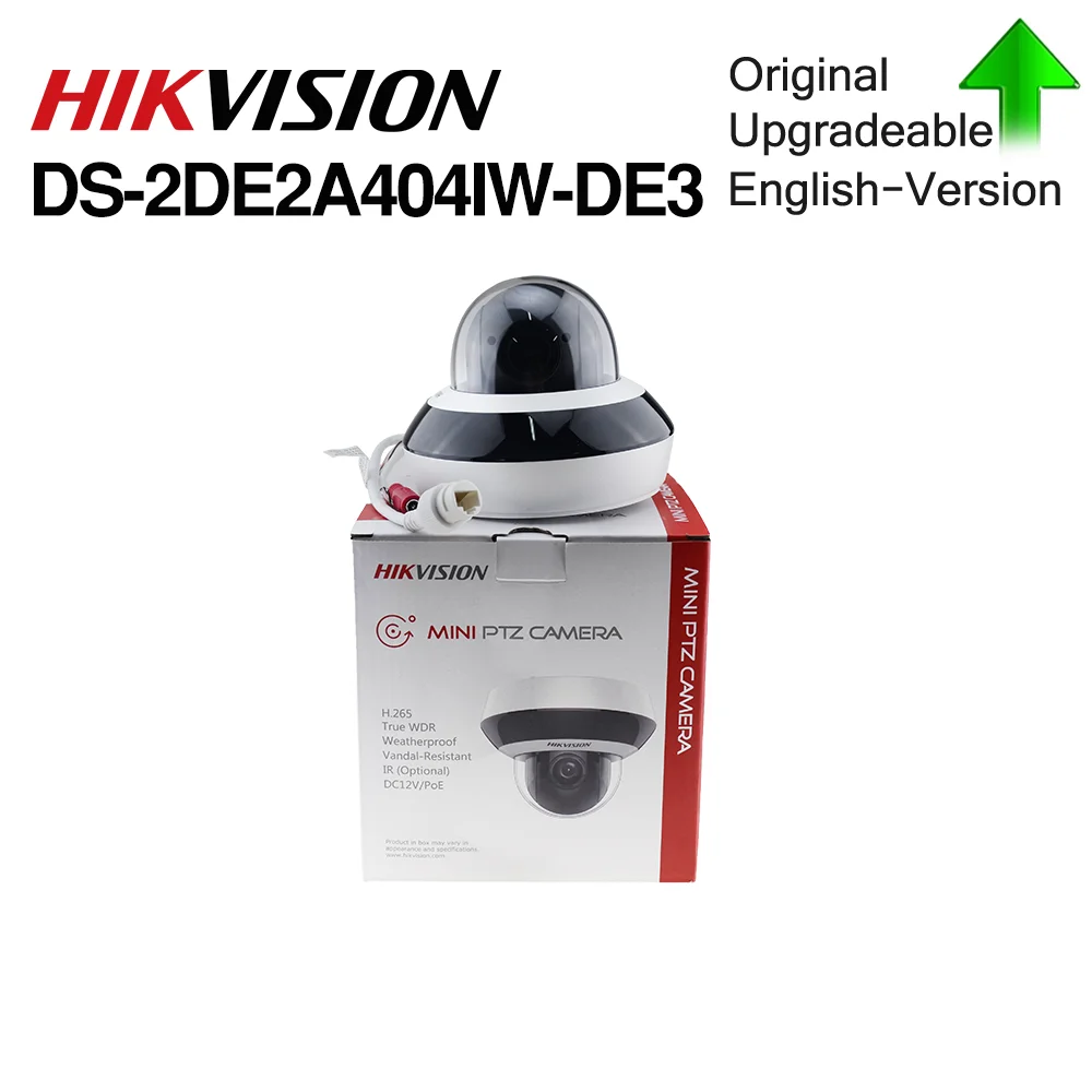 Hikvision-cámara IP PTZ Original, DS-2DE2A404IW-DE3, 4MP, 4X, 2,8-12MM, zoom de red POE, H.265, IK10, ROI, WDR, DNR, domo, CCTV, PTZ