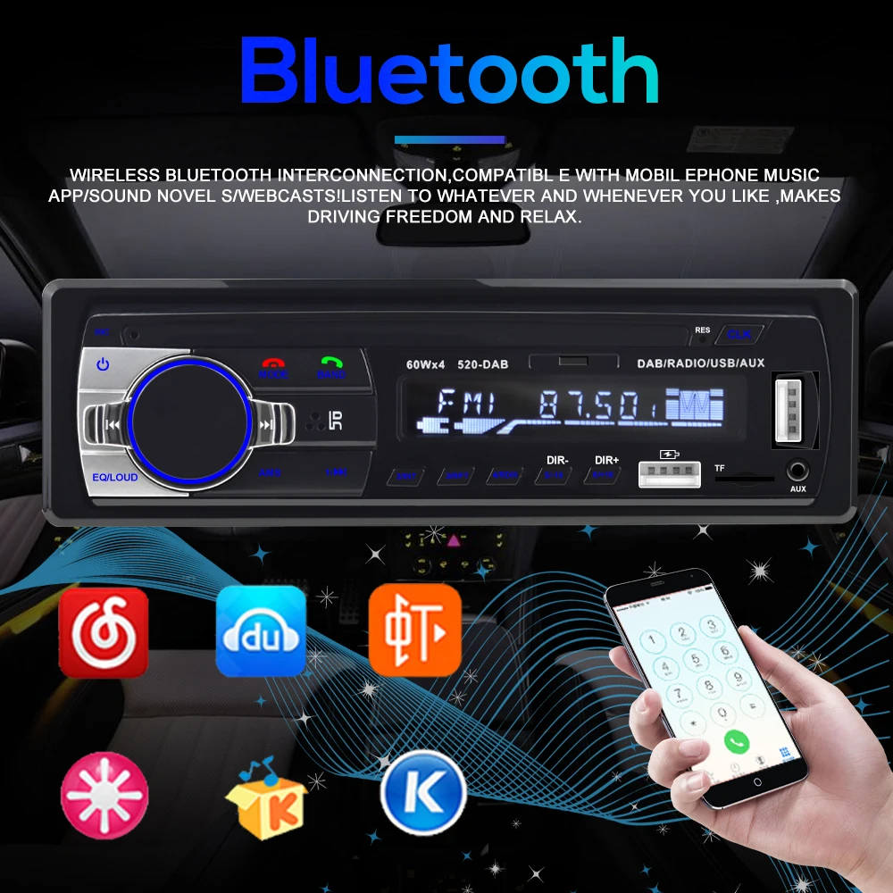 Hikity Авто 12V JSD 520 автомобиль радио Bluetooth 1 Din аудио MP3 стерео проигрыватель AUX IN