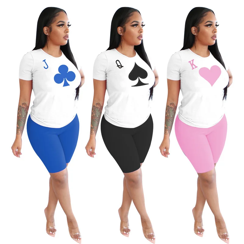 Женский спортивный костюм из 2 предметов футболка с коротким рукавом и забавным