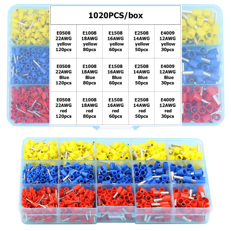 

Kit HSC8 6-4/6-6 Crimping Pliers YE-1R Stripping Cutting Plier 1020pcs/box Tube Terminal Suit Brand Electric Tools Set