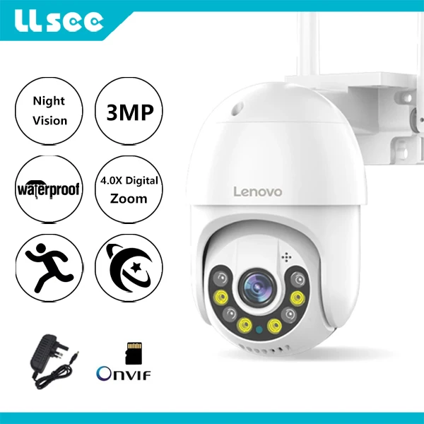 

Lenovo-Outdoor 3MP WIFI PTZ 4x digital zoom full-color night view Wireless P2P CCTV surveillance Two-way audio IP camera