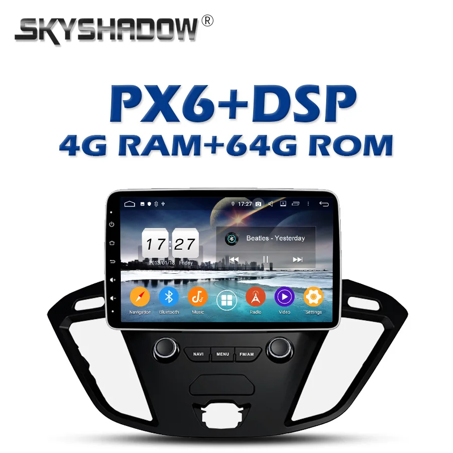 Автомобильный DVD-плеер Carplay PX6 беспроводной Android 11 4G + 64G GPS радио Wi-Fi Bluetooth для Ford ourneo