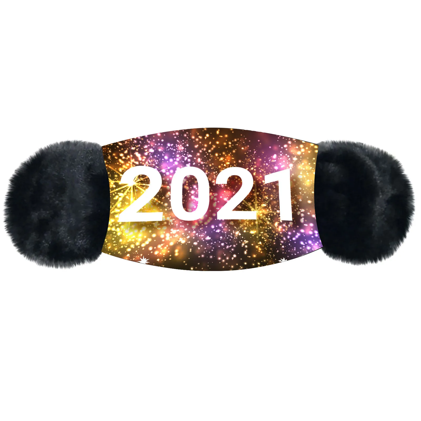 Маска унисекс для взрослых на зиму 2021 с новогодним принтом теплая маска ушей
