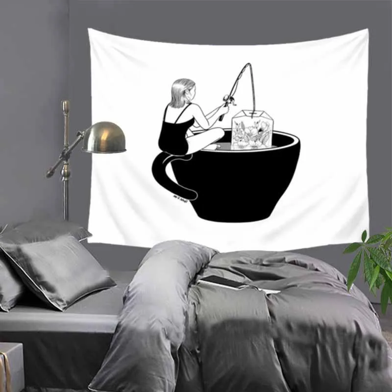 Винтажный Черный Художественный Цветочный Женский индийский гобелен в стиле