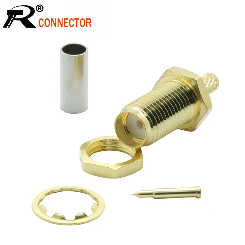 100 шт./лот RP SMA Гнездовой радиочастотный разъем позолоченная перегородка