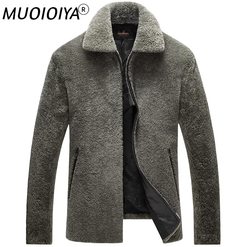 

Мужское меховое пальто MUOIOYIA, натуральное Женское шерстяное пальто из натурального меха, кожаная зимняя куртка для мужчин среднего возраста...