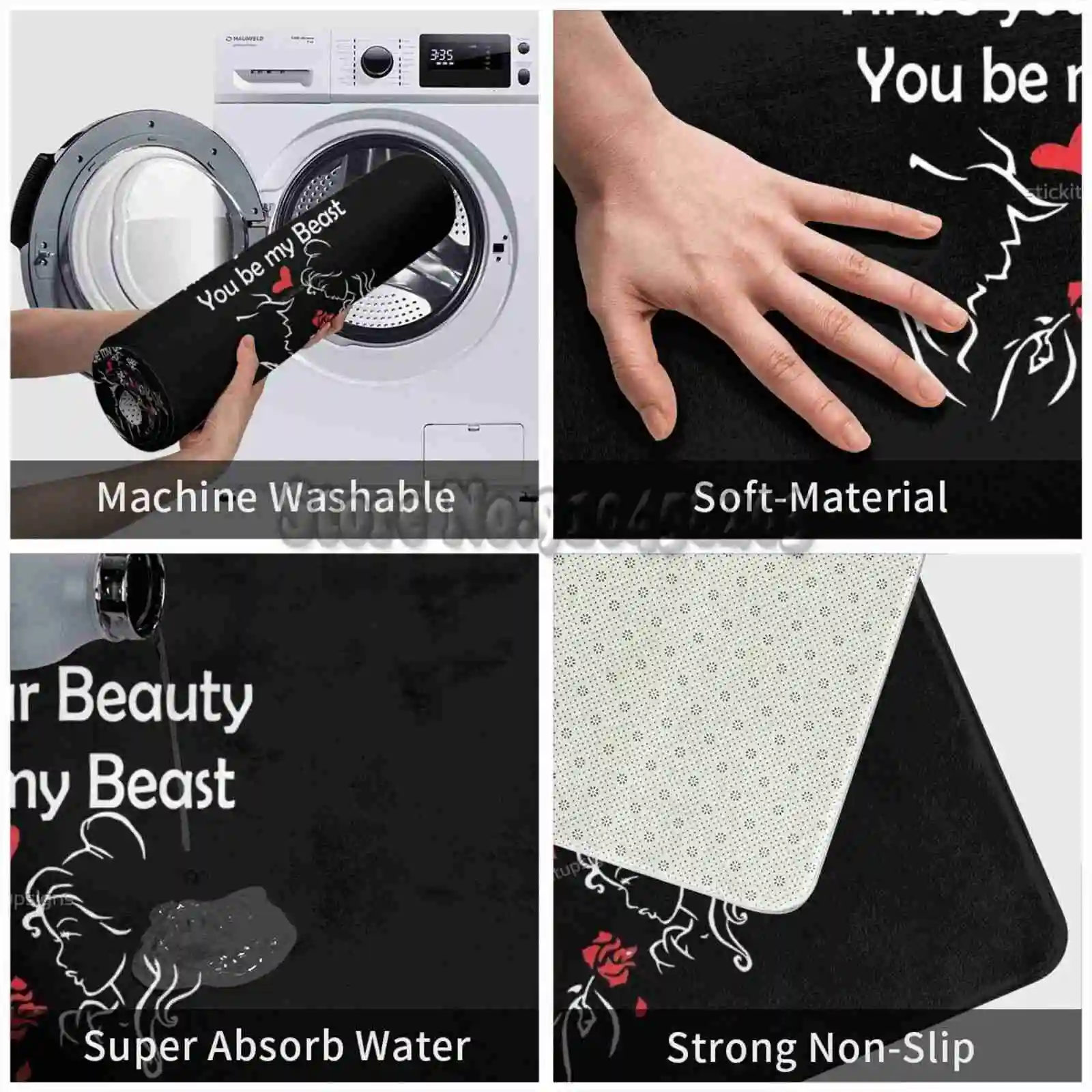 - Fun Beauty And Beast-Fun Bath Mat-Fun Husband Wife-Fun Boyfriend Girlfriend Anti-Slip Door Mats Bedroom Living Room | Дом и сад
