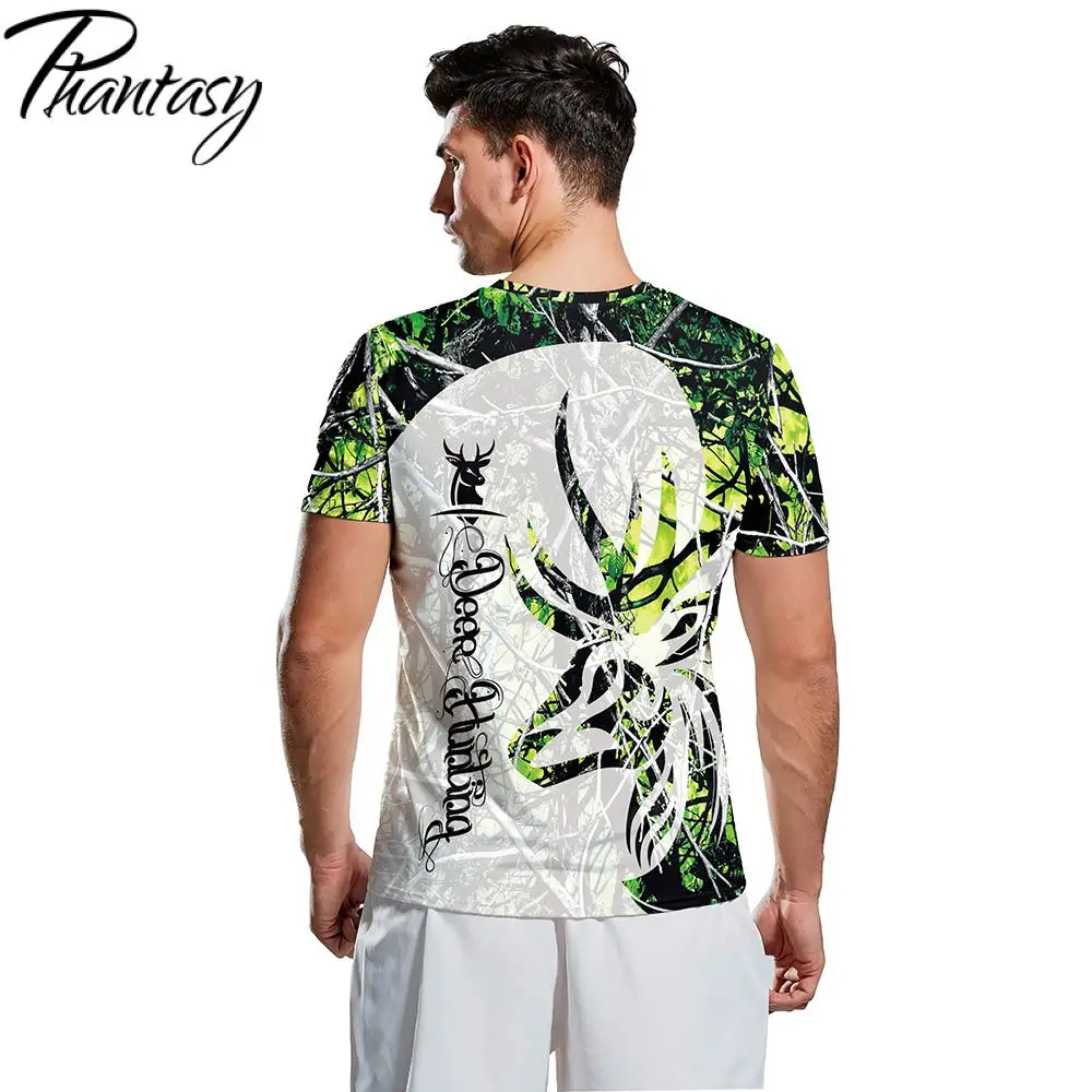 Phantasy Summer Ultra-Thin Quick Dry Men's Outdoor Hunting Elk 3D Printed Camouflage T-Shirt Tee For Male | Мужская одежда