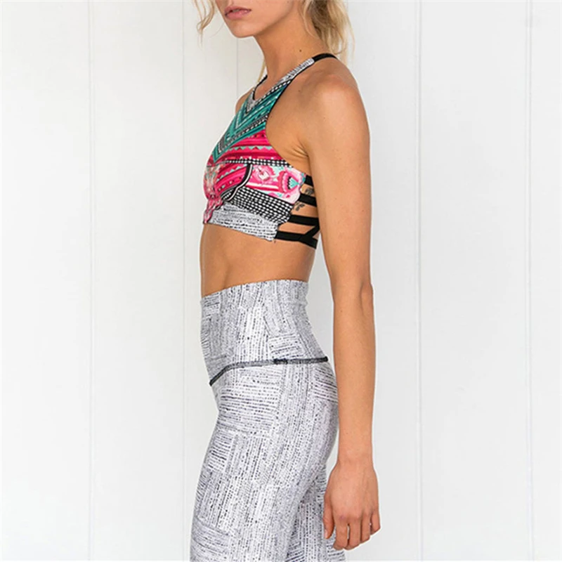 Комплект для йоги с цветочным принтом 2 шт. женская одежда бега тренировочный