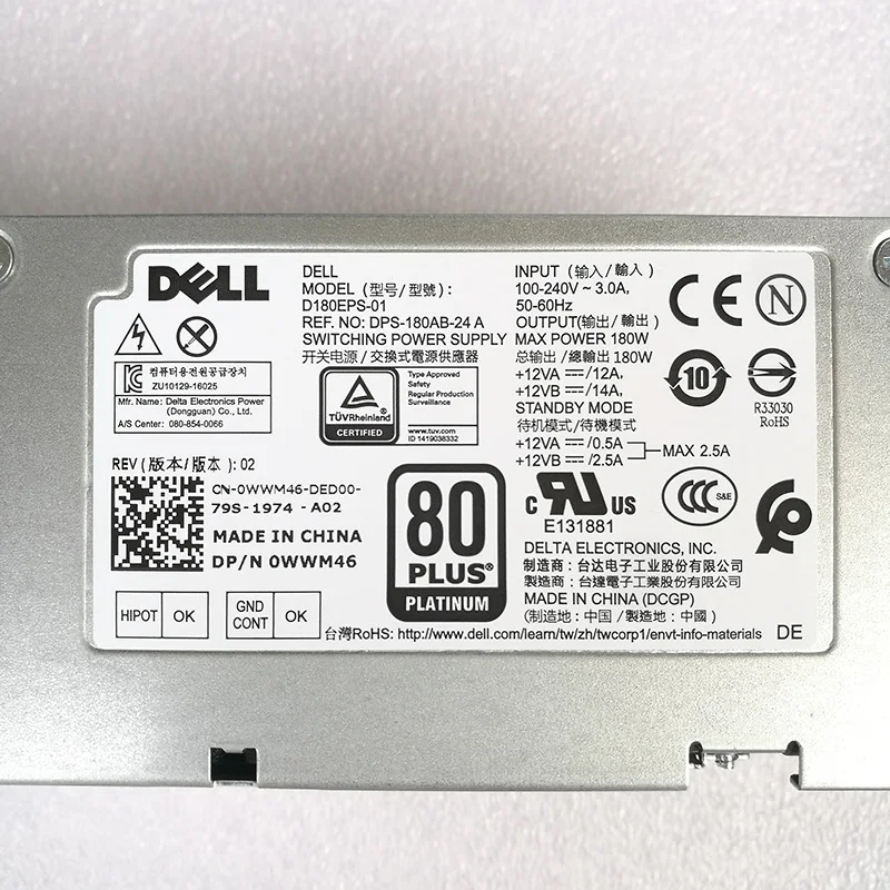 Refurbished 180W WWM46 9YN07 DP3DV 82DRM 7PC8X L180ES-01 D180EPS-01 H180AS-02 Power Supply for Optiplex 3050 3660 5050 7050 | Компьютеры и
