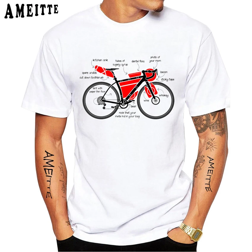 Забавное снаряжение Bikepacking дизайнерская футболка летние мужские велосипедные