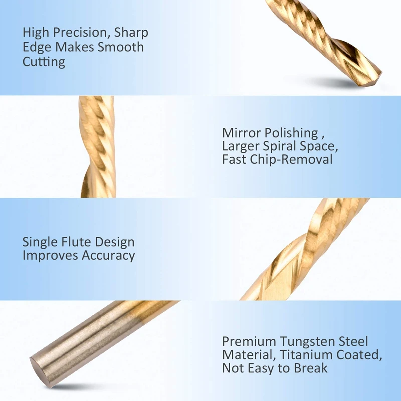 Розничная продажа 10 упаковок Фрезы с ЧПУ спиральные фрезы Набор бит титановым