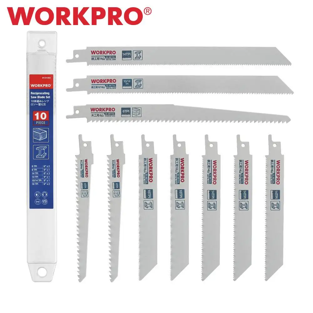 

Лезвия для сабельной пилы WORKPRO 5/10 шт., ручная пила, мульти-лезвия для дерева, металла, секатор, быстрая резка, электроинструменты, аксессуары