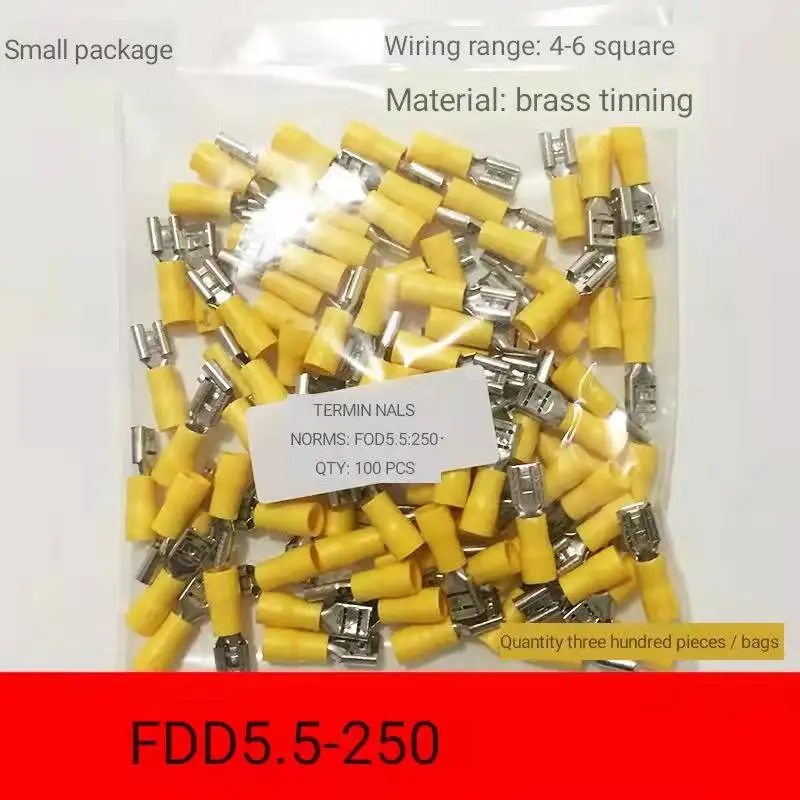 

FDD5.5-250 FDD5-250 for 4-6mm2 wire connector cable wire connector 100PCS/Pack FDD female insulated electrical crimping terminal